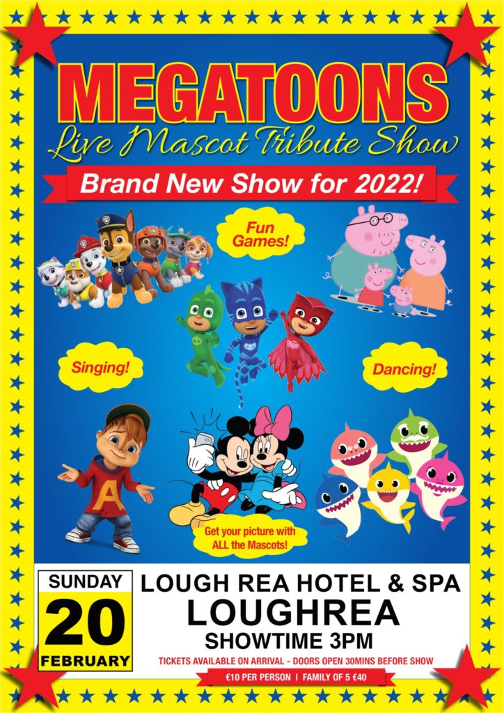 MEGATOONS Live Mascot Tribute Show coming to Loughrea Hotel Galway