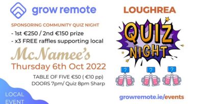 Test your knowledge with Grow Remote Loughrea's Table Quiz at McNamee's