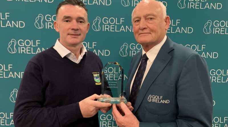 Adrian Callanan Connacht Regional Winner of the Inaugural Golf Ireland Club Volunteer of the Year Awards